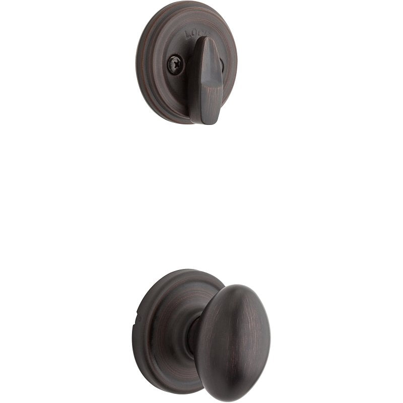 Kwikset 966L 11P Handleset Interior Trim, 3 Grade, Zinc, Venetian Bronze, Knob Handle, 2-3/8, 2-3/4 in Backset