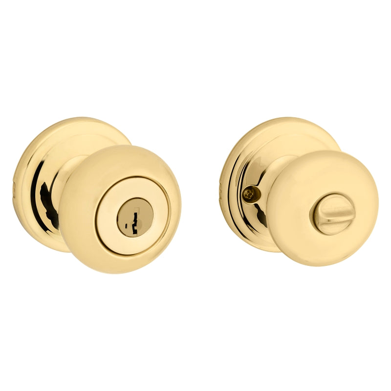 Kwikset Signature Series 740J3SMTCP Entry Knob, Knob Handle, Polished Brass, Metal, KW1, K4 Keyway, 2 Grade