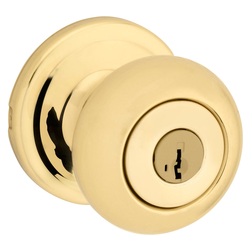 Kwikset Signature Series 740J3SMTCP Entry Knob, Knob Handle, Polished Brass, Metal, KW1, K4 Keyway, 2 Grade