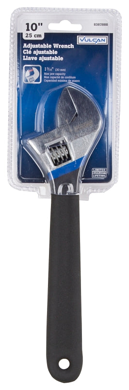 Vulcan JL149103L Adjustable Wrench, 10 in OAL, 1.04 in Jaw, Steel/Vinyl, Chrome, Non-Slip Grip Handle