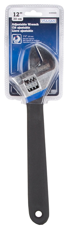 Vulcan JL149123L Adjustable Wrench, 12 in OAL, 1.04 in Jaw, Steel/Vinyl, Chrome, Non-Slip Grip Handle