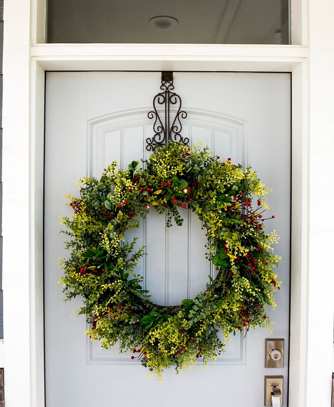 Treekeeper V-20569 Metal Colonial Wreath Hanger, Iron, Brown, Up to 20 lb, Over the Door Mounting