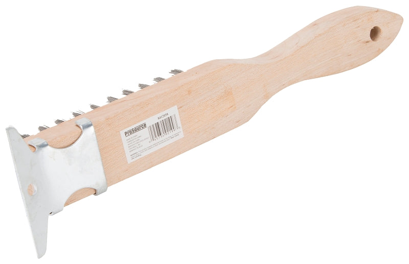 ProSource WB01411S Wire Brush with Scraper, 4-3/4 in L Brush, 1 in W Brush, Metallic Bristle, 2-7/8 in L Trim