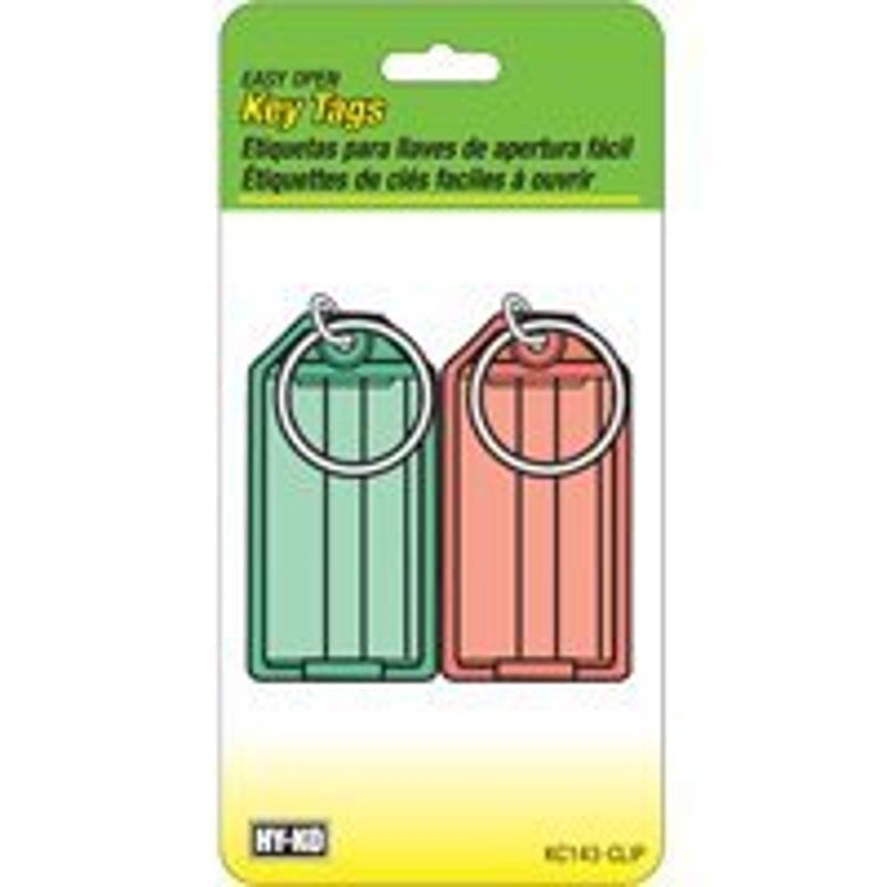 Hy-Ko KC143-CLIP Key Tag, 5-1/2 x 2-3/4 x 1/4 in Dimensions, Plastic, 2/PK, Pack of 12