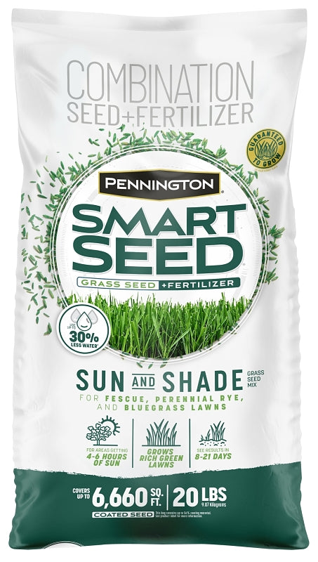 Pennington 100543720 Grass Seed, 20 lb Bag, 6660 sq-ft Coverage Area, Sun and Shade