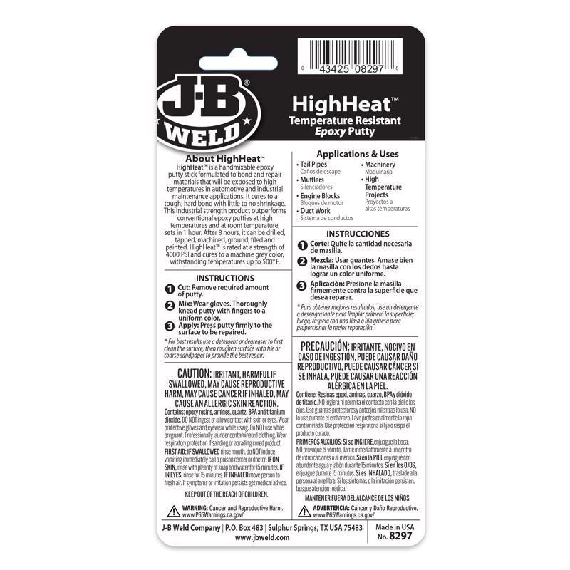 J-B Weld High Heat High Strength Automotive Epoxy Putty 2 oz