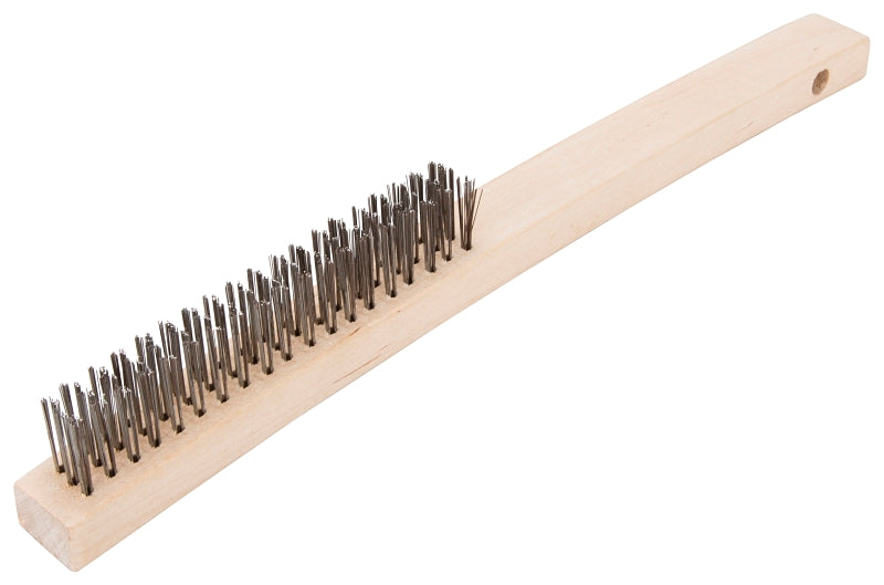 ProSource WB00319S Wire Brush, 5-7/8 in L Brush, 5/8 in W Brush, Metallic Bristle, Hardwood Handle, 7 in L Handle