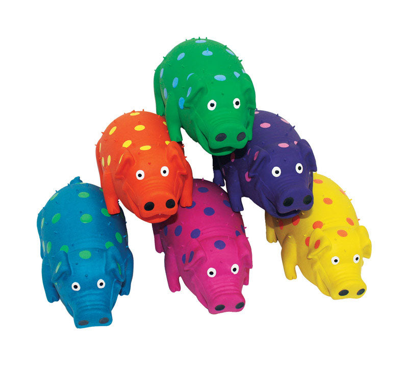 Multipet Globlets For Dog Assorted Latex Polka Dot Pig Dog Toy Large 1 pk