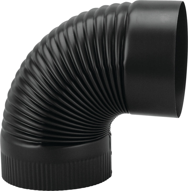 Imperial BM0023 Stove Pipe Elbow, 90 deg Angle, 6 in, Male, 24 ga Gauge, Steel, Matte Black, Pack of 4