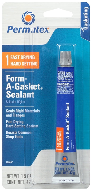 Permatex Form-A-Gasket 80007 Sealant, Reddish Golden Brown, 1.5 oz Tube, Paste, Alcohol