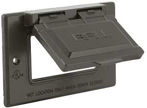 Hubbell 5101-7 Cover, Flip, Snap, 2-13/16 in L, 4-9/16 in W, 1-Gang, Metal, Bronze, Powder-Coated, 6/CD