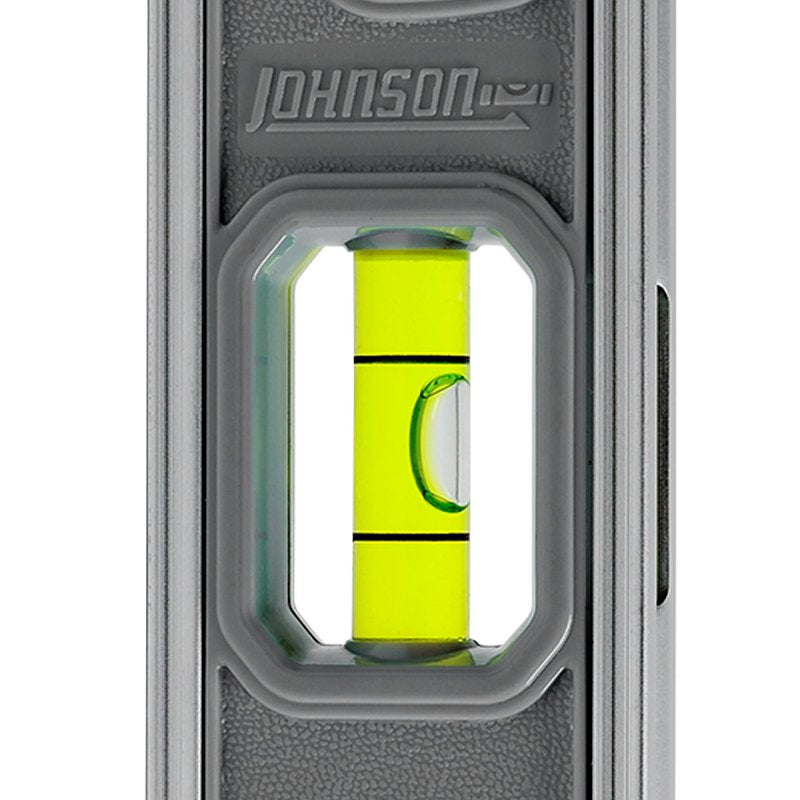Johnson 1405-0900 Torpedo Level, 9 in L, 3-Vial, Magnetic, Aluminum/Rubber, Gray