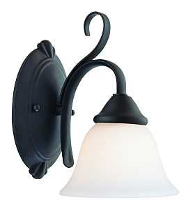 Boston Harbor F3-1W-3L Single Light Vanity Fixture, 120 V, 60 W, CFL Lamp, Steel Fixture, Matte Black Fixture