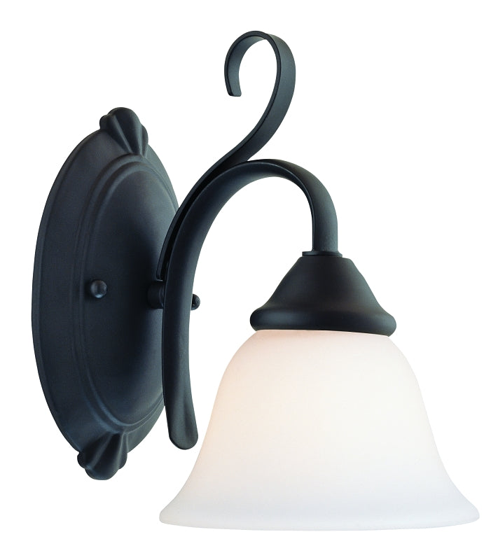 Boston Harbor F3-1W-3L Single Light Vanity Fixture, 60 W, 120 V, CFL, Steel, Matte Black