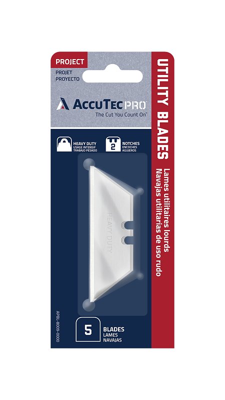 AccuTec PRO APBL-8009-0000 Heavy-Duty Utility Blade, 6 in L, HCS, Two Facet, Two Notch Edge
