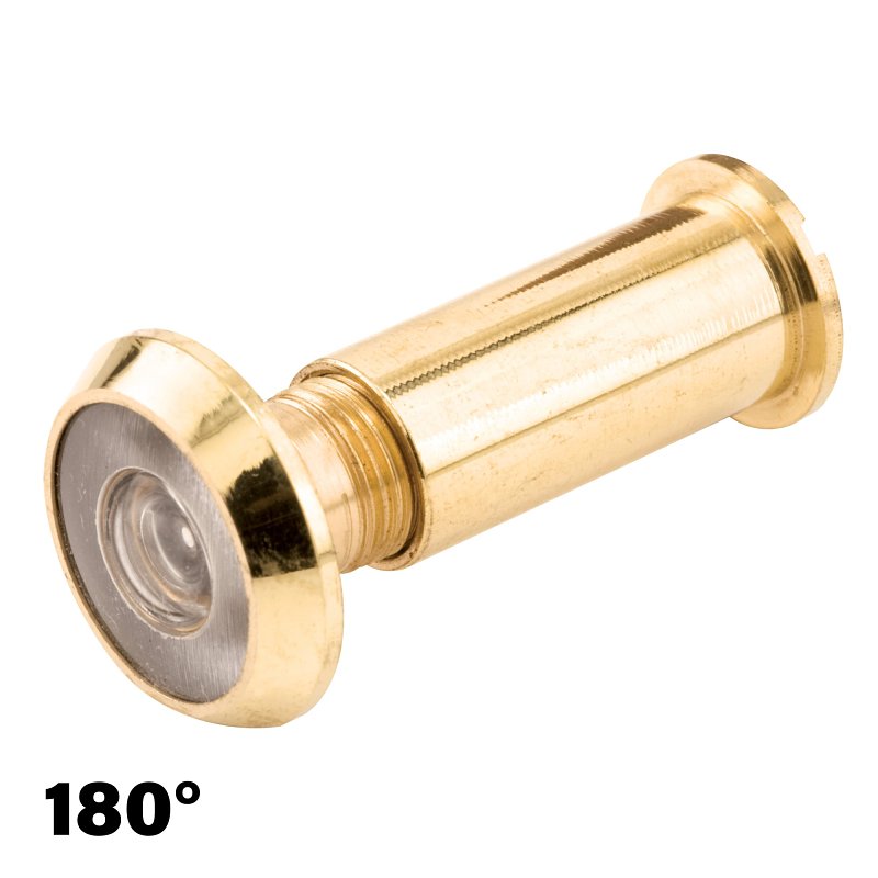 Defender Security U9893 Door Viewer, 180 deg Viewing, 1-3/8 to 2-1/8 in Thick Door, Solid Brass, Brass