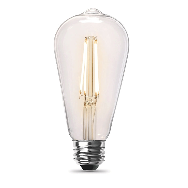 Feit Electric ST1960/CL/927CA/2 Filament LED Bulb, ST19 Lamp, 60 W Equivalent, E26 Medium Lamp Base, Dimmable, Clear