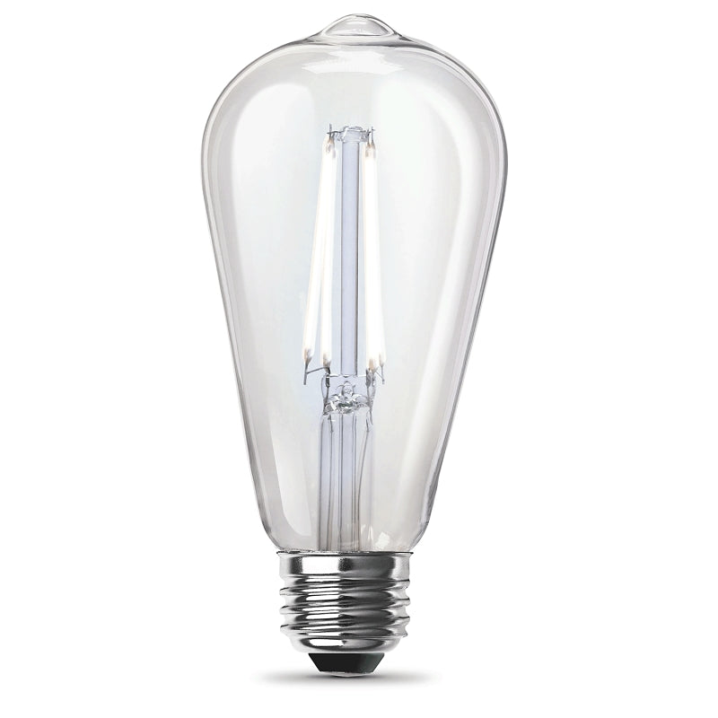 Feit Electric ST1960/CL/950CA/2 Filament LED Bulb, ST19 Lamp, 60 W Equivalent, E26 Medium Lamp Base, Dimmable, Clear