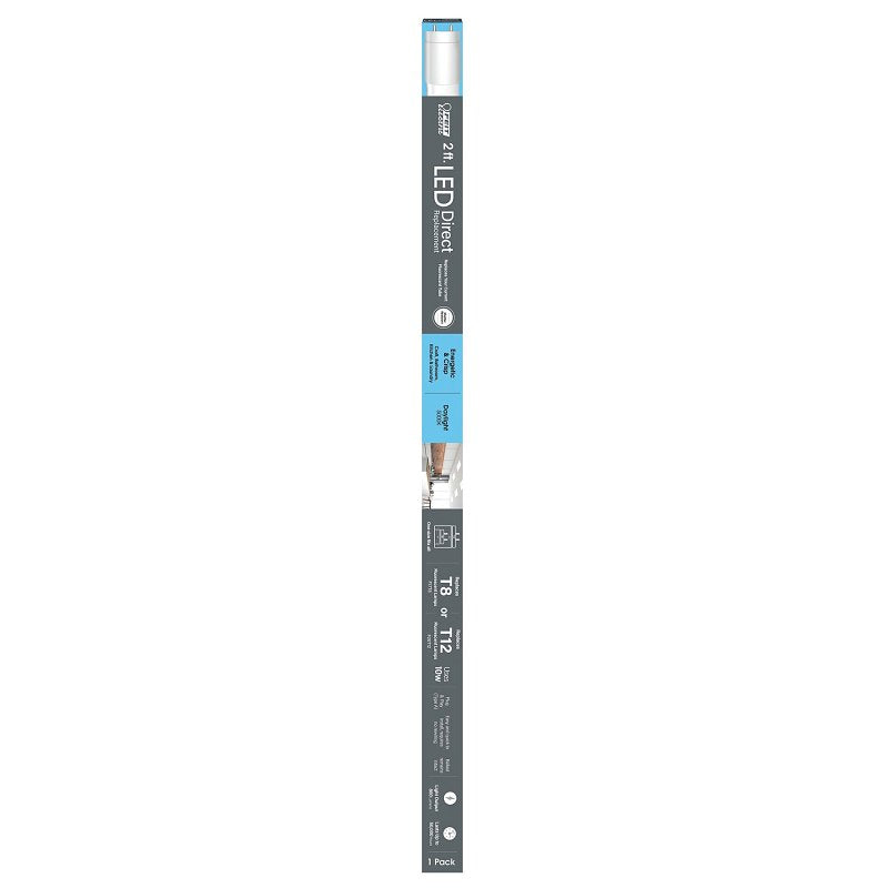 Feit Electric T24/850/LEDG2 LED Bulb, Linear, Plug and Play, T8, T12 Linear Lamp, G13 Lamp Base, Frosted, Daylight Light