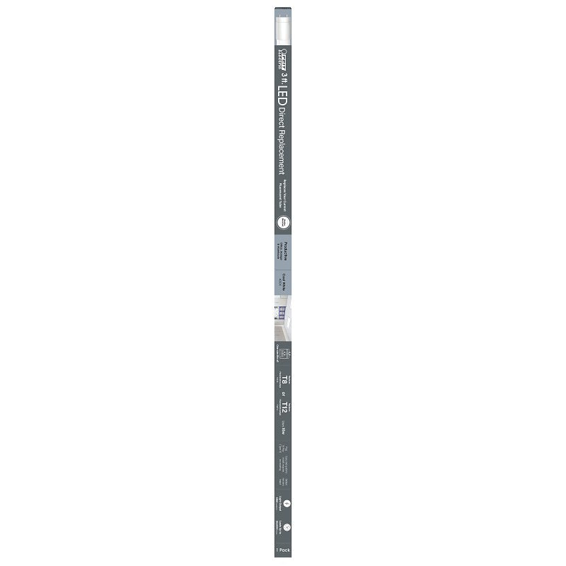 Feit Electric T36/840/LEDG2 Plug and Play Tube, 120 to 277 VAC, 12 W, LED Lamp, 1450 Lumens, 4100 K Color Temp