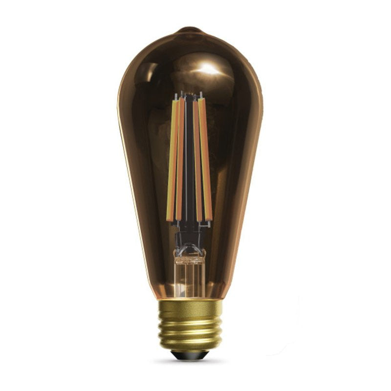 Feit Electric ST19/VG/LED/2 Filament LED Bulb, ST19 Lamp, 60 W Equivalent, E26 Medium Lamp Base, Dimmable, Amber