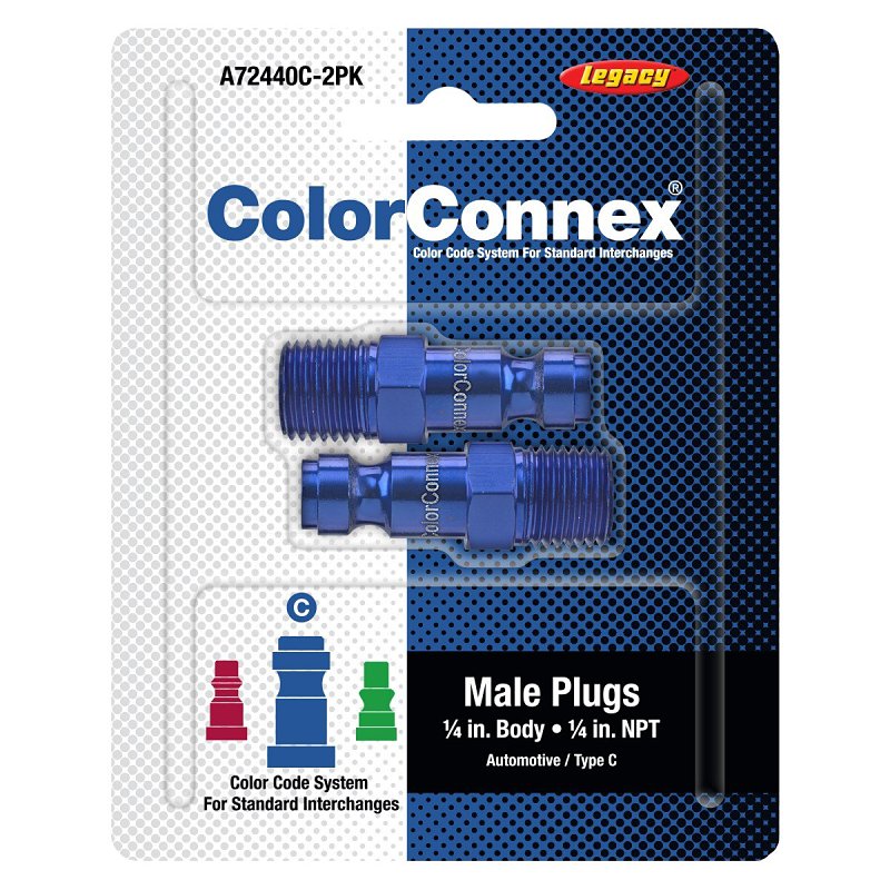 ColorConnex A72440C-2PK Plug, Automotive Interchange, 1/4 in, MNPT, Aluminum, 2/PK