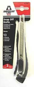 American LINE 66-0399 Razor Utility Knife, 3-15/16 in L Blade, 9 mm W Blade, Carbon Steel Blade, Ergonomic Handle