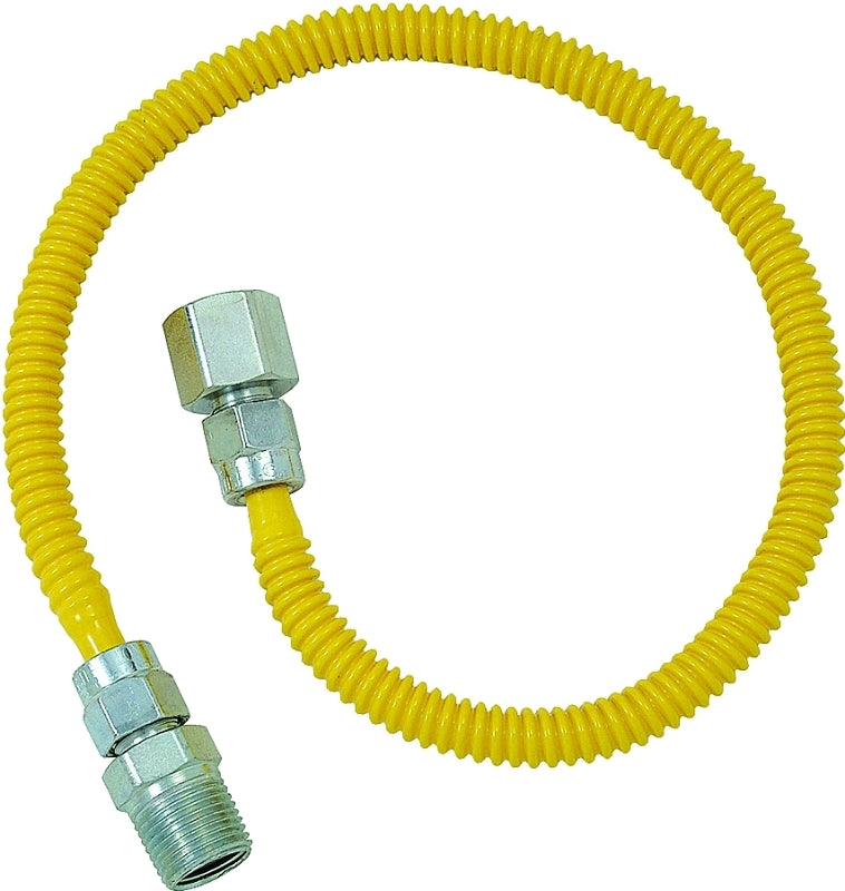 BrassCraft ProCoat Series CSSL54-60 Gas Connector, 1/2 in, MIP x FIP, Stainless Steel, Polymer-Coated, 60 in L
