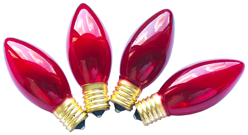 Hometown Holidays 19292 Light Bulb, 7 W, Intermediate Lamp Base, Incandescent Lamp, Transparent Red Light, Pack of 25