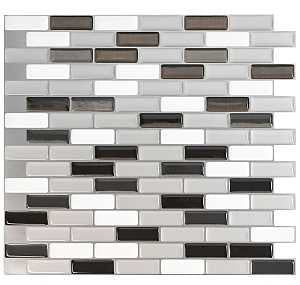 Smart Tiles Mosaik Series SM1030-4 Wall Tile, 9.1 in L Tile, 10.2 in W Tile, Straight Edge, Murano Metallik Pattern