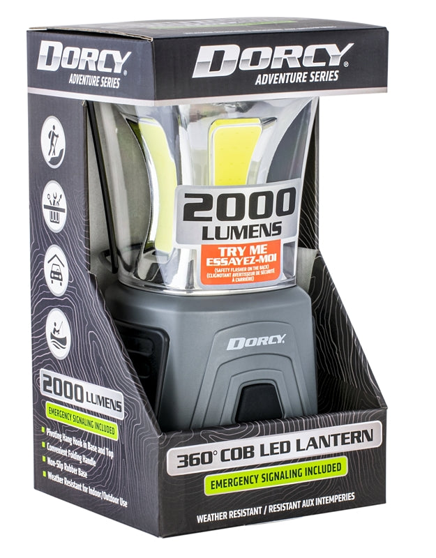 Dorcy Adventure Max Series 41-3119 Lantern with Emergency Signaling, 1.5 V Battery, LED Lamp, 2000 Lumens, Black/Gray