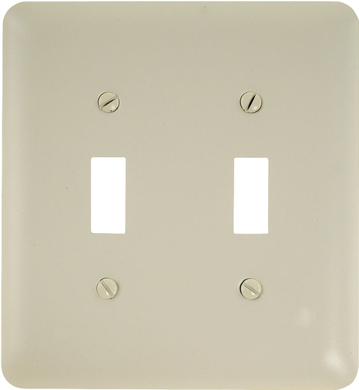 Amerelle Devon Series 935TTAL Wallplate, 5 in L, 4-5/8 in W, 2-Gang, Steel, Light Almond