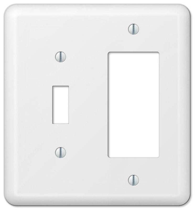 Amerelle Devon Series 935TRW Wallplate, 5 in L, 4-5/8 in W, 2-Gang, Steel, White, Screw Mounting, Pack of 3