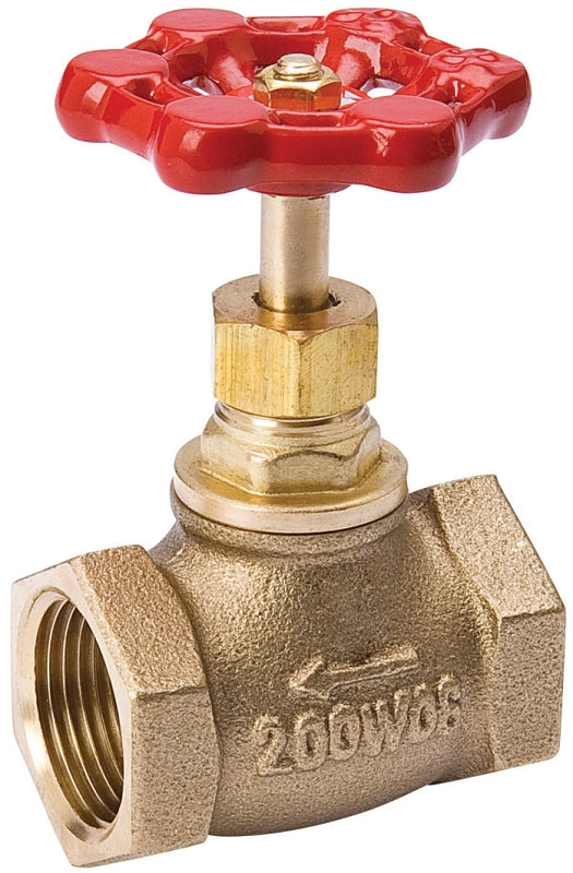 B & K ProLine Series 106-004NL Globe Valve, 3/4 in Connection, FIP, 125/200 psi Pressure, Handle Actuator, Brass Body