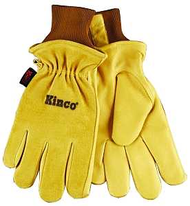 Heatkeep 94HK-XL Protective Gloves, Men's, XL, 13 in L, Keystone Thumb, Knit Wrist Cuff, Pigskin Leather, Gold