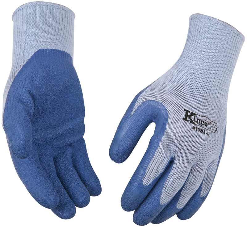 Kinco 1791-M Coated Gloves, Men's, M, 7 to 8 in L, Knit Wrist Cuff, Latex Coating, Latex/Polyester, Blue/Gray