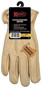 Kinco 98-XL Driver's Gloves, Men's, XL, Keystone Thumb, Shirred Elastic Cuff, Cowhide Leather, Tan