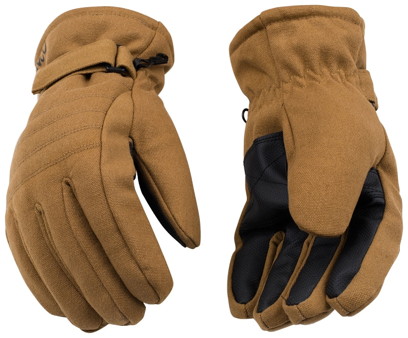 Kinco 1170-L Ski Gloves, L, Wing Thumb, Hook and Loop Cuff, Canvas, Brown