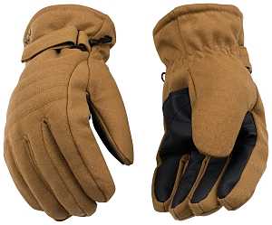 Kinco 1170-M Ski Gloves, M, Wing Thumb, Hook-and-Loop Cuff, Canvas, Brown