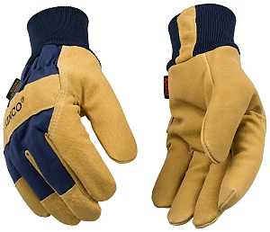 Heatkeep 1926KW-M Gloves, Men's, M, Angled Wing Thumb, Easy-On, Elastic Knit Wrist Cuff, Blue/Golden