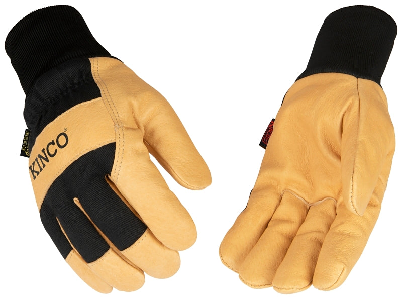 Heatkeep 1928 KW-L Gloves, Men's, L, Angled Wing Thumb, Elastic Knit Wrist Cuff, Blue/Golden/Yellow