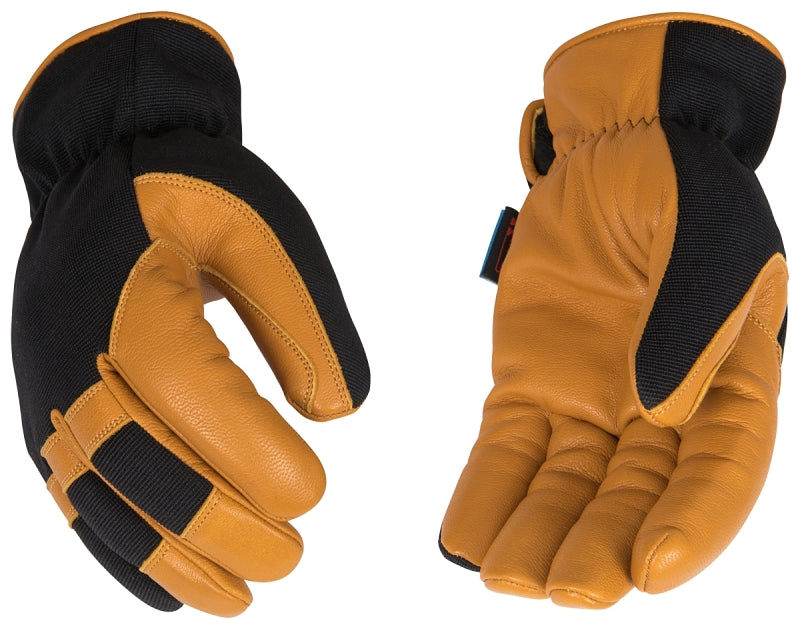 KincoPro 3102HKP-M Safety Gloves, Men's, M, Angled Wing Thumb, Easy-On, Polyester/Spandex, Black/Gold
