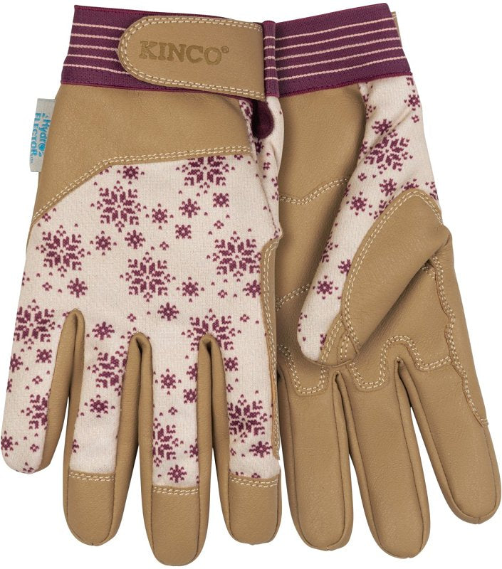 KincoPro 2002HKPW-S Gloves, Women's, S, Angled Wing Thumb, Pull Strap Cuff, Polyester/Polyurethane, Tan