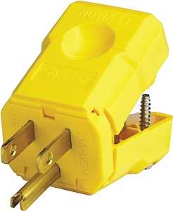 Leviton 021-05256-0PB Electrical Plug, 3-Prong, 15/64 to 45/64 in, 2-Pole, 15 A, 125 V, NEMA: NEMA 5-15P, Yellow