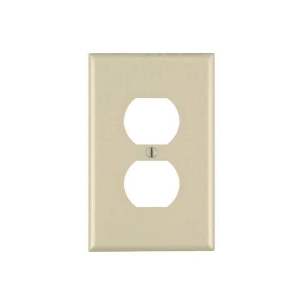 Leviton 80503-I Receptacle Wallplate, 4-7/8 in L, 3-1/8 in W, Midway, 1 -Gang, Plastic, Ivory, Surface Mounting