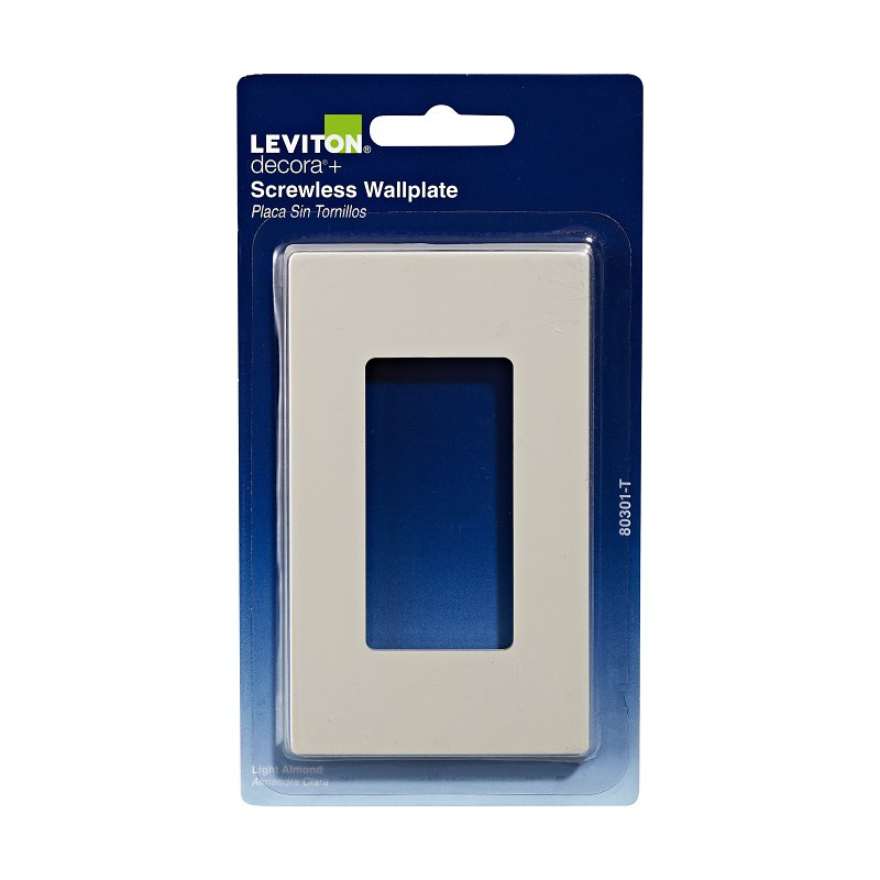 Leviton 029-0PJ26-00T GFCI/Rocker Wallplate, 4-5/8 in L, 2-3/4 in W, 1-Gang, Polycarbonate, Light Almond