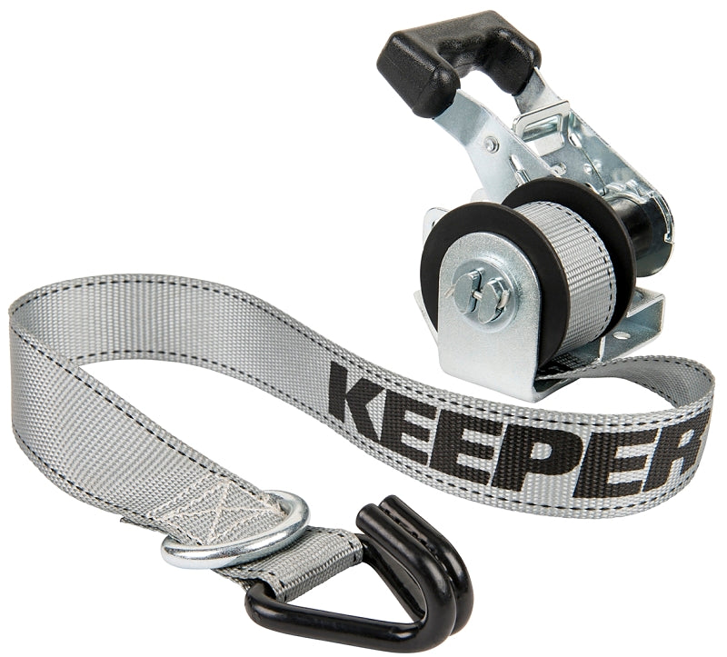 Keeper 05530 Tie-Down, 1-1/2 in W, 8 ft L, Polyester, Black, 500 lb, Double J-Hook End Fitting