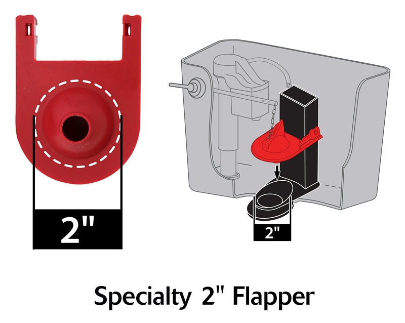Korky 2012BP Toilet Flapper, Specifications: 2 in Valve Open, Chlorazone Rubber, Red
