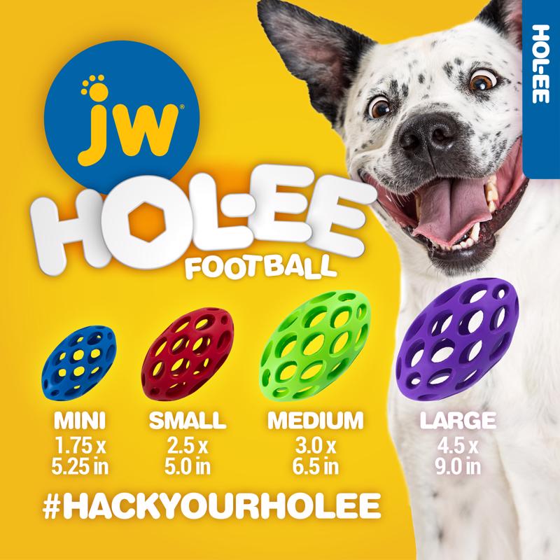 JW Pet Hol-ee For Dog Assorted Rubber Football Dog Toy Medium 1 pk