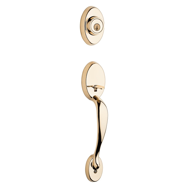 Kwikset Signature Series 800CE LIP L03 Exterior Handleset with Deadbolt, Chelsea Design, Polished Brass, 1 Grade, Zinc
